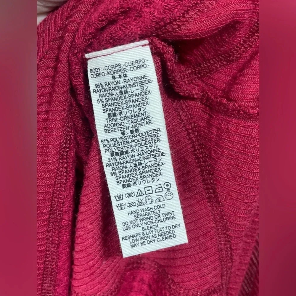 We The Free Free People Red Catalina Waffle Knit Long Sleeve Thermal Tunic - Picture 7 of 9